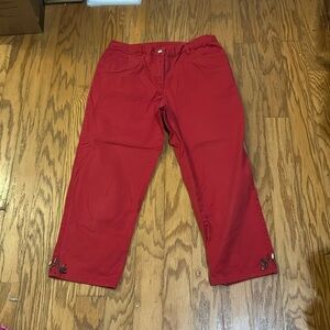 Brielle Blvd. Women’s Red Embellished Capri Pants w Stretchy Sections on Back 6